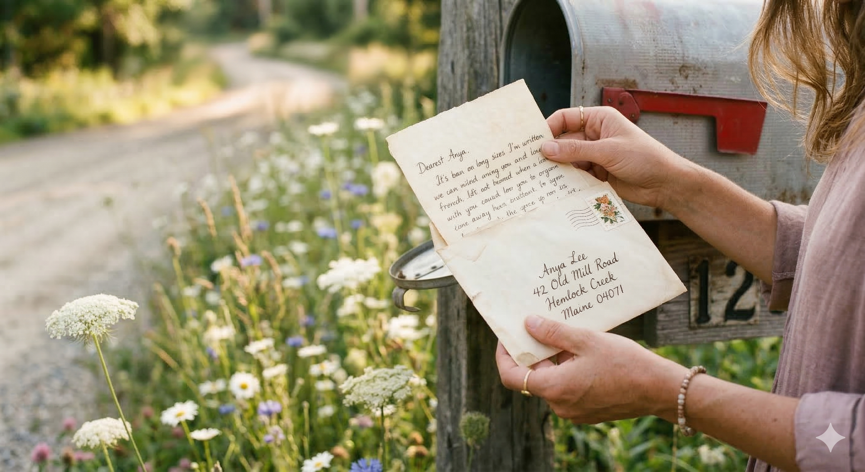 A letter packet from Posts From The Garden with handwritten letters and garden treasures